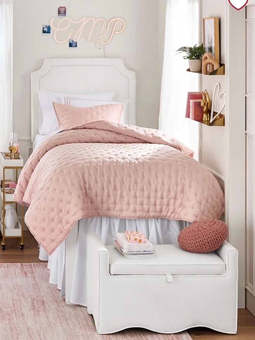 Pottery Barn Teen Soft Rose Amelia Tencel Twin Quilt & Standard Sham